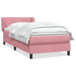 vidaXL Boxspringbett mit Matratze Rosa 90x210 cm Samt