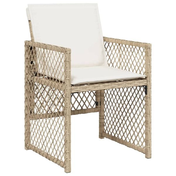 vidaXL 17-tlg. Garten-Essgruppe mit Kissen Beige Poly Rattan