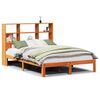 vidaXL Massivholzbett mit Regal ohne Matratze Wachsbraun 135x190 cm
