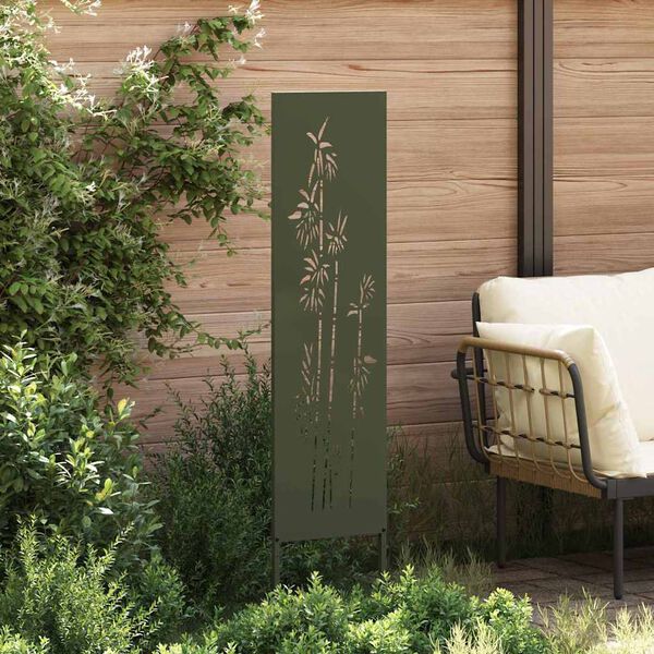 vidaXL Garten Sichtschutz-Leinwand Floral Olivgr&uuml;n 32 x 140 cm