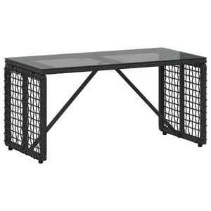 vidaXL Tisch f&uuml;r Outdoor Schwarz 80 x 40 x 40 cm PE Rattan und Glas