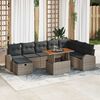 vidaXL Garten-Sofa-Set mit Kissen mit Speicher 9 pcs Grau Poly Rattan