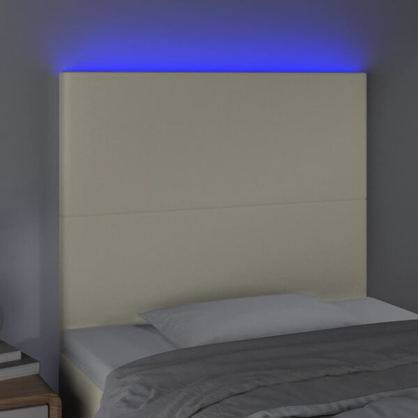 vidaXL LED Kopfteil Creme 90x5x118/128 cm Kunstleder