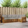 vidaXL Ecksofa Set 5 pcs Nat&uuml;rlich und Hellgrau Massivholz Akazie