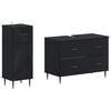 vidaXL 2-teiliges Badezimmer Schrank Set HAARLEM Schwarz Holzwerkstoff
