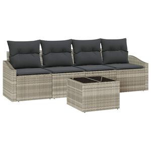vidaXL Sofa Set mit Kissen 5 pcs Hellgrau und Dunkelgrau Poly-Rattan