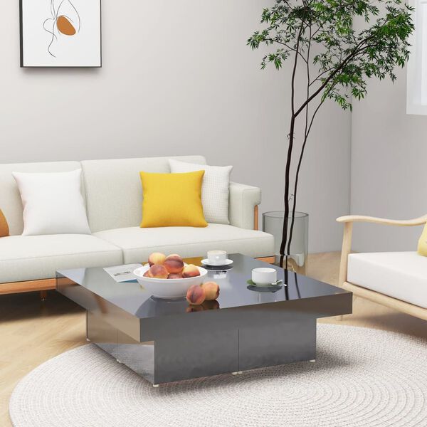 vidaXL Couchtisch Hochglanz-Grau 90x90x28 cm Holzwerkstoff