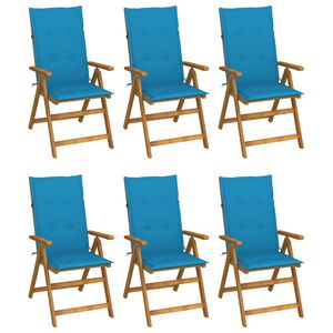 vidaXL Klappbare Gartenst&uuml;hle 6 Stk. mit Auflagen Massivholz Akazie