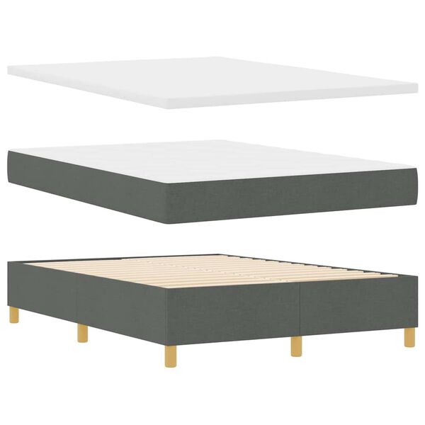 vidaXL Boxspringbett mit Matratze Dunkelgrau 140 x 190 cm Stoff