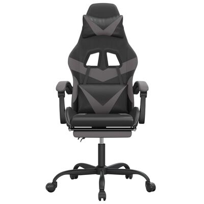 vidaXL Gaming-Stuhl mit Fußstütze Drehbar Schwarz & Grau Kunstleder