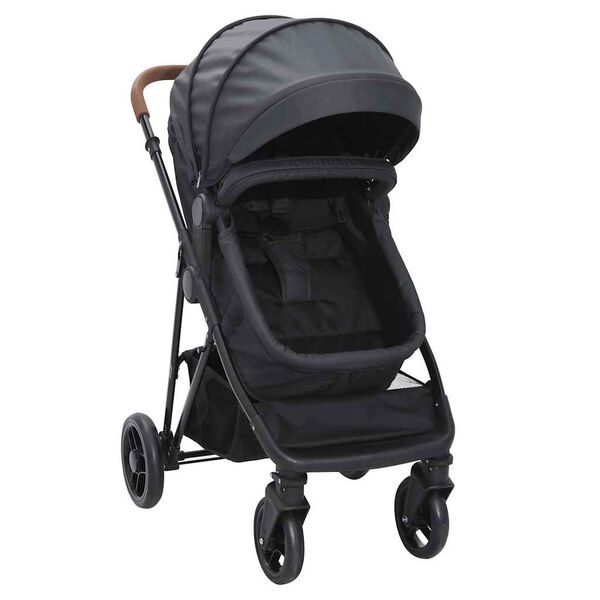 vidaXL 2-in-1 Kinderwagen Anthrazit und Schwarz Stahl
