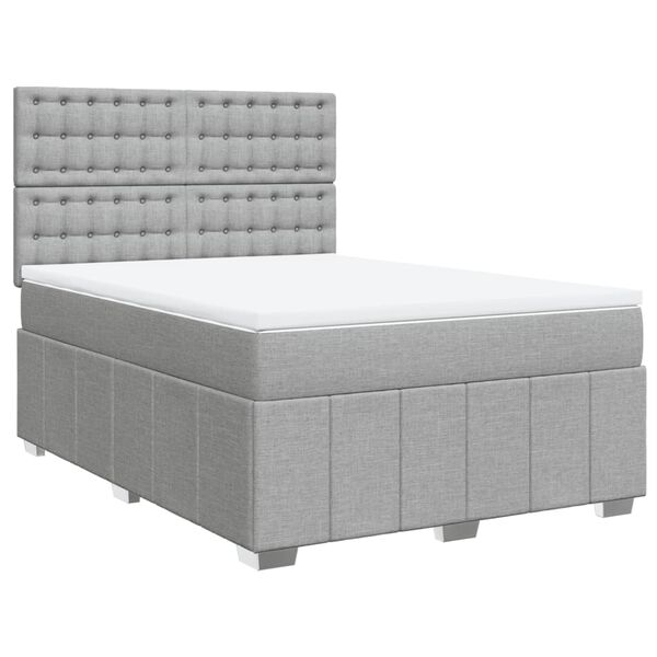 vidaXL Boxspringbett mit Matratze Hellgrau 160x200 cm Stoff