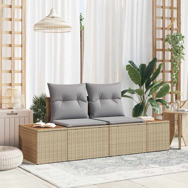 vidaXL Gartensofa Beige 184 x 62 x 85cm Poly-Rattan