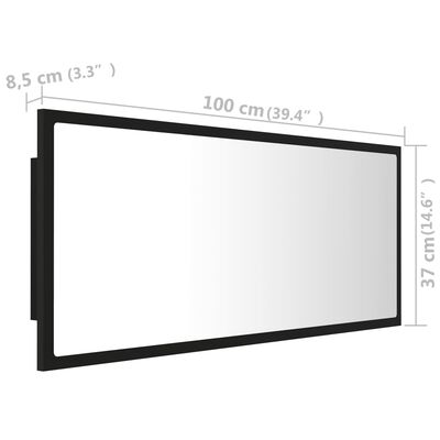 vidaXL LED-Badspiegel Schwarz 100x8,5x37 cm Acryl