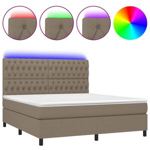 vidaXL Boxspringbett mit Matratze & LED Taupe 160x200 cm Stoff