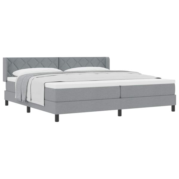 vidaXL Boxspringbett mit Matratze Hellgrau 200 x 200 cm Polyester