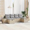 vidaXL Gartensofa-set mit Kissen mit Speicher 6 pcs Beige Poly-Rattan