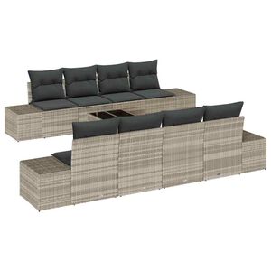 vidaXL Garten-Sofa-Set 8 pcs Hellgrau und Dunkelgrau Poly-Rattan
