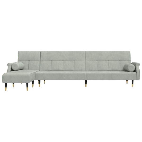 vidaXL Schlafsofa in L-Form Hellgrau 271x140x70 cm Samt