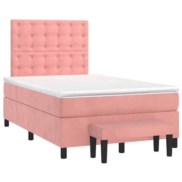 vidaXL Boxspringbett mit Matratze Rosa 120x190 cm Samt