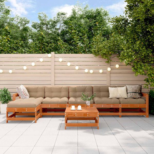 vidaXL Garten-Lounge-Set 7 pcs Wachsbraun Massives Kiefernholz