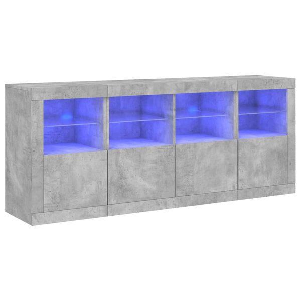vidaXL Sideboard mit LED-Leuchten Betongrau 163x37x67 cm
