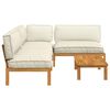 vidaXL Sofa Set mit Kissen Uni 4 pcs Creme Massivholz Akazie