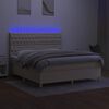 vidaXL Boxspringbett mit Matratze & LED Creme 180x200 cm Stoff