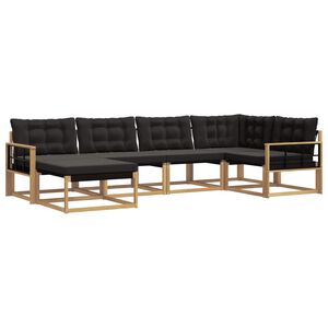 vidaXL Outdoor-Sofagarnitur 6 stk. Wei&szlig; und Schwarz Massivholz Akazie
