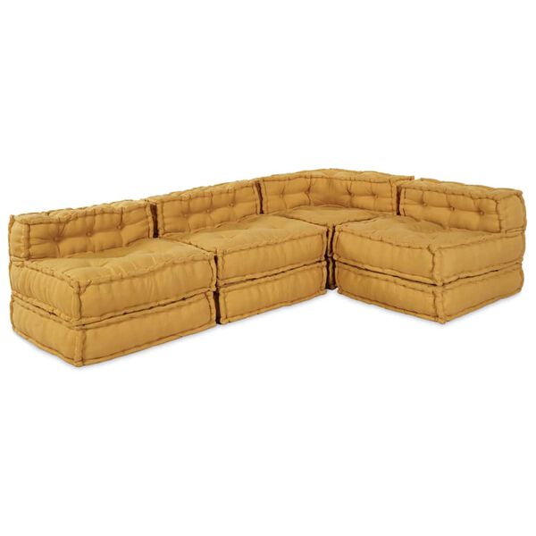vidaXL Modulares Sofa 4 pcs Gelb Stoff