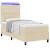 vidaXL Boxspringbett mit Matratze mit LED Creme 90 x 200 cm Stoff
