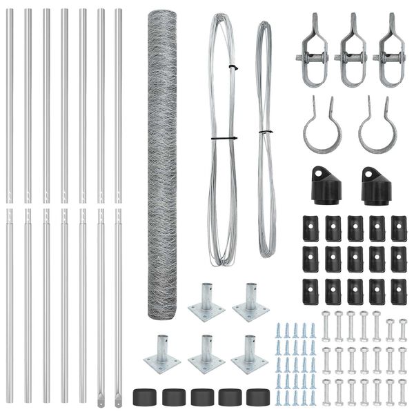 vidaXL Zaunpfosten Silber 10 x 1,5 m (36 mm Netz) Stahl