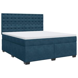 vidaXL Boxspringbett mit Matratze Blau 180x200 cm Samt