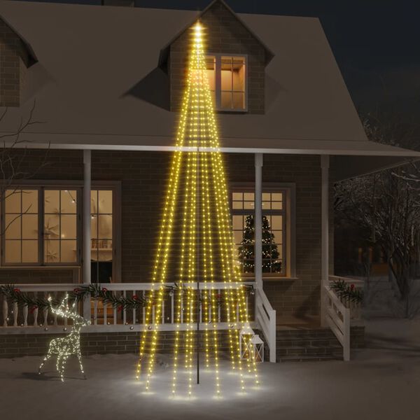 vidaXL LED-Weihnachtsbaum f&uuml;r Fahnenmast Warmwei&szlig; 732 LEDs 500 cm