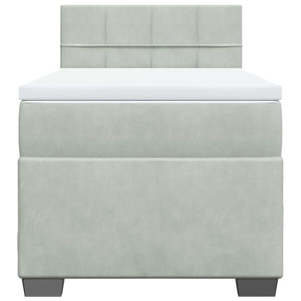 vidaXL Boxspringbett mit Matratze Hellgrau 100x200 cm Samt