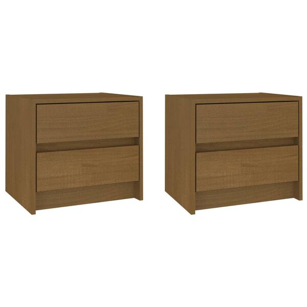 vidaXL Nachtschr&auml;nke 2 Stk. Honigbraun Massivholz Kiefer