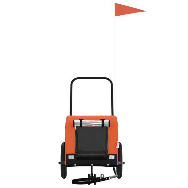 vidaXL Fahrradanhänger Hunde Orange und Schwarz Oxford-Gewebe & Eisen