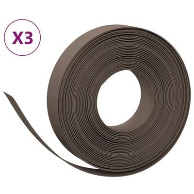 vidaXL Rasenkanten 3 Stk. Braun 10 m 10 cm Polyethylen