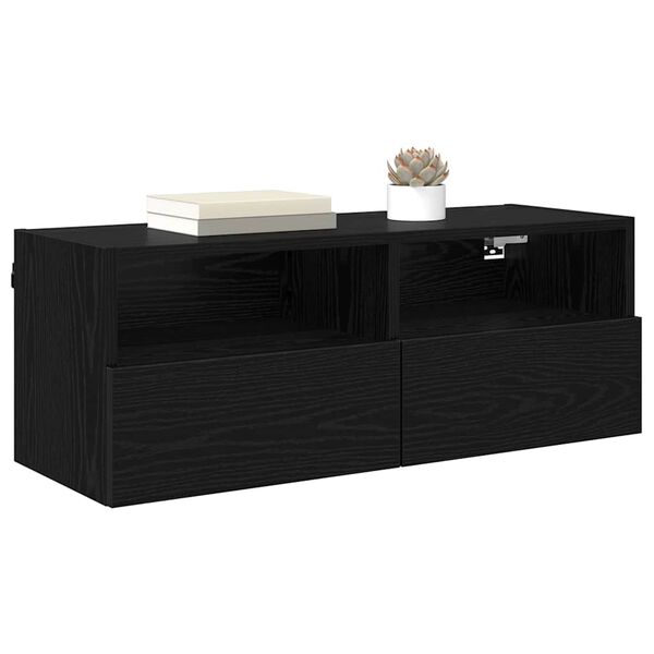 vidaXL TV-Wandschrank Schwarz Eichen-Optik 80 x 30 x 30 cm