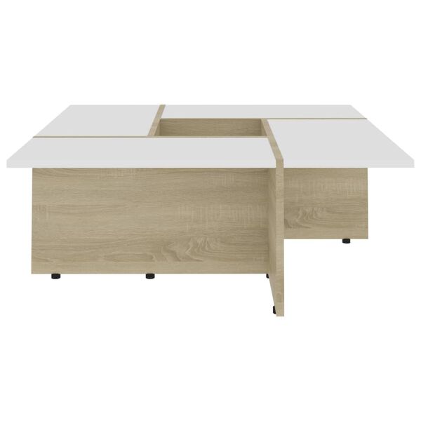 vidaXL Couchtisch Wei&szlig; und Sonoma-Eiche 79,5x79,5x30 cm Holzwerkstoff