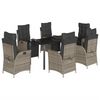 vidaXL 7-tlg. Garten-Essgruppe mit Kissen Grau Poly Rattan