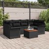 vidaXL Garten-Sofa-Set mit Kissen mit Speicher 7 pcs Schwarz