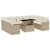 vidaXL 10-tlg. Garten-Sofagarnitur mit Kissen Beige Poly Rattan