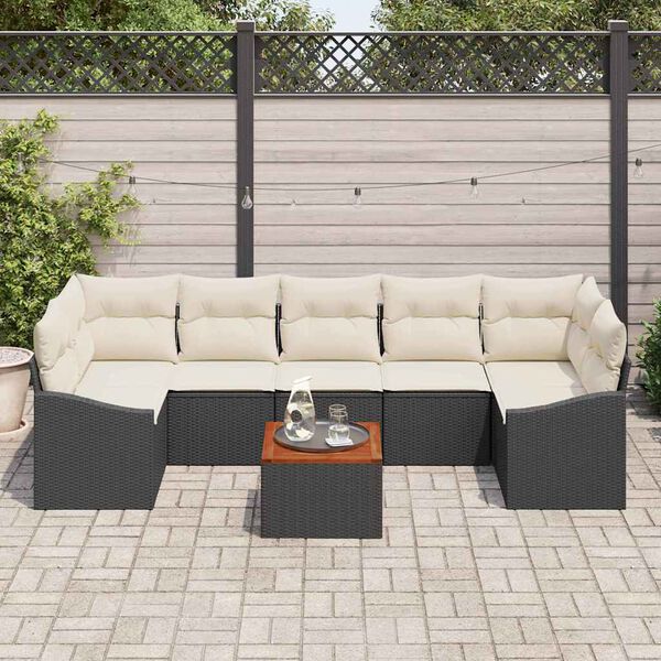 vidaXL Gartensofa-set mit Kissen 8 pcs Schwarz Poly-Rattan