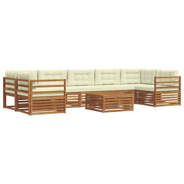 vidaXL Outdoor-Sofagarnitur mit Kissen 8 pcs Natur und Creme