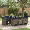 vidaXL Garten Essgruppe mit Kissen 9 pcs Grau Poly-Rattan