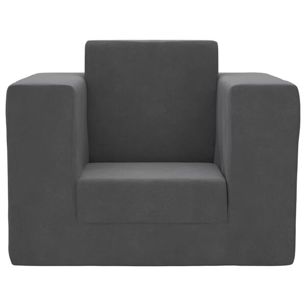 vidaXL Schlafsofa für Kinder Anthrazit Weicher Plüsch