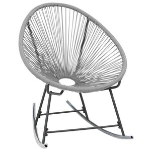 vidaXL Schaukelstuhl Mondstuhl Grau Poly Rattan