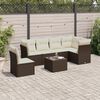 vidaXL 7-tlg. Garten-Sofagarnitur mit Kissen Braun Poly Rattan