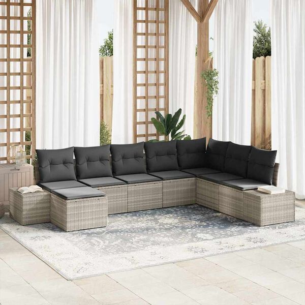 vidaXL Gartensofa-set mit Kissen 8 pcs Poly-Rattan